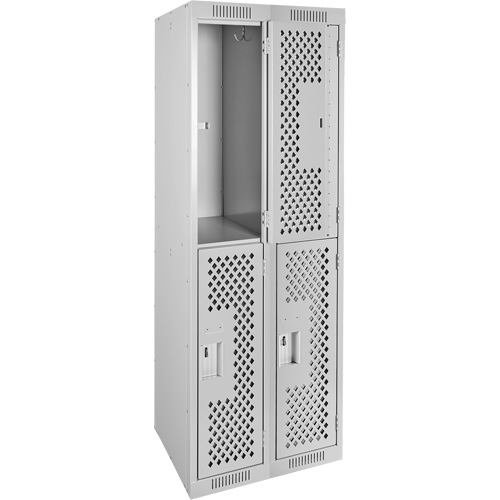 Clean Line Lockers, 2 -tier, Bank of 2, 24" x 15" x 72", Steel, Grey, Rivet (Assembled), Perforated Auto Electric Service Ltd.