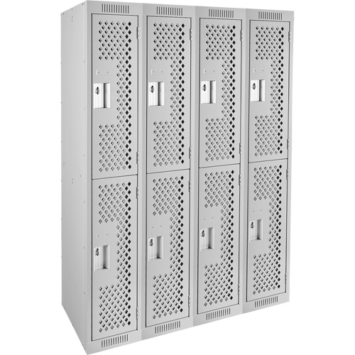 Clean Line Lockers, 2 -tier, Bank of 4, 48" x 15" x 72", Steel, Grey, Rivet (Assembled), Perforated Auto Electric Service Ltd.