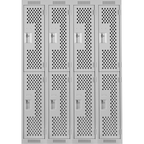 Clean Line Lockers, 2 -tier, Bank of 4, 48" x 15" x 72", Steel, Grey, Rivet (Assembled), Perforated Auto Electric Service Ltd.