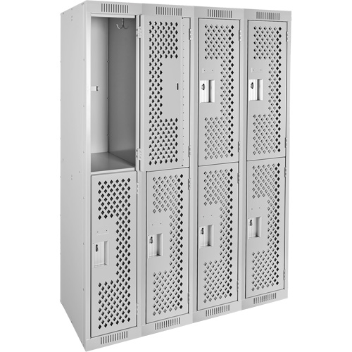 Clean Line Lockers, 2 -tier, Bank of 4, 48" x 15" x 72", Steel, Grey, Rivet (Assembled), Perforated Auto Electric Service Ltd.