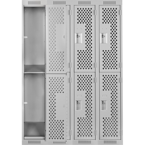 Clean Line Lockers, 2 -tier, Bank of 4, 48" x 15" x 72", Steel, Grey, Rivet (Assembled), Perforated Auto Electric Service Ltd.
