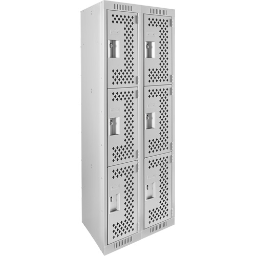 Clean Line Lockers, 3 -tier, Bank of 2, 24" x 12" x 72", Steel, Grey, Rivet (Assembled), Perforated Auto Electric Service Ltd.