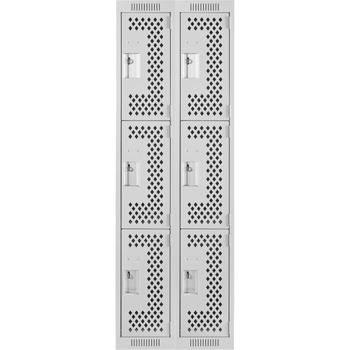 Clean Line Lockers, 3 -tier, Bank of 2, 24" x 12" x 72", Steel, Grey, Rivet (Assembled), Perforated Auto Electric Service Ltd.