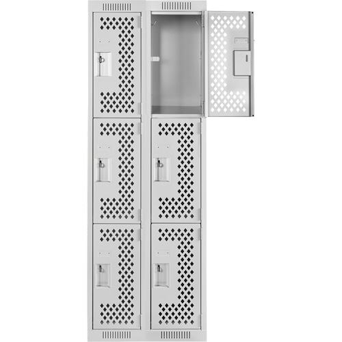 Clean Line Lockers, 3 -tier, Bank of 2, 24" x 12" x 72", Steel, Grey, Rivet (Assembled), Perforated Auto Electric Service Ltd.