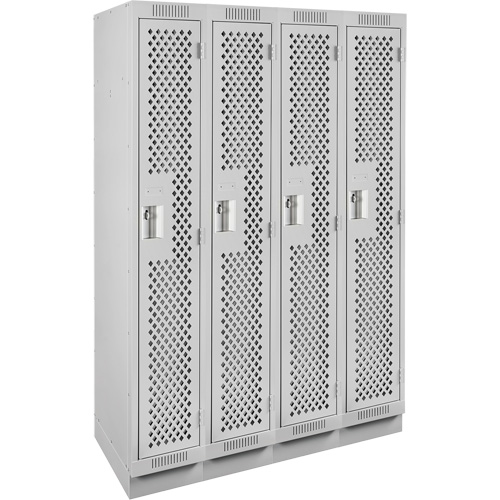 Clean Line Lockers, Bank of 4, 48" x 12" x 76", Steel, Grey, Rivet (Assembled), Perforated Auto Electric Service Ltd.