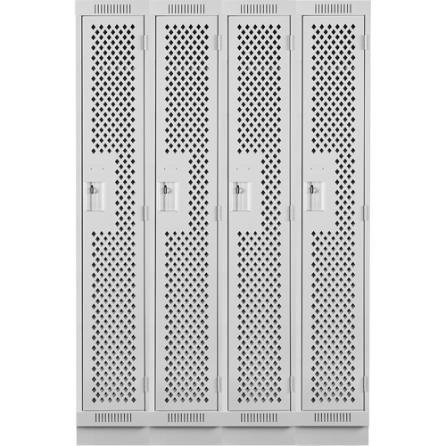 Clean Line Lockers, Bank of 4, 48" x 12" x 76", Steel, Grey, Rivet (Assembled), Perforated Auto Electric Service Ltd.