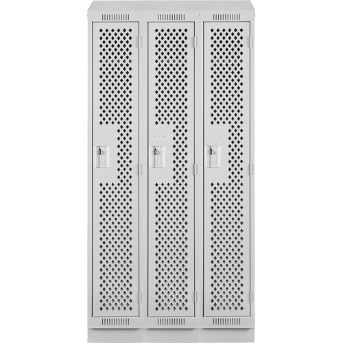 Clean Line Lockers, Bank of 3, 36" x 18" x 82", Steel, Grey, Rivet (Assembled), Perforated Auto Electric Service Ltd.