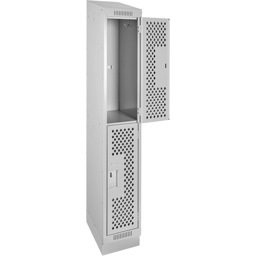 Clean Line Lockers, 2 -tier, 12" x 15" x 82", Steel, Grey, Rivet (Assembled), Perforated Auto Electric Service Ltd.