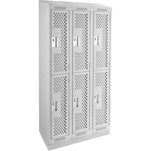Clean Line Lockers, 2 -tier, Bank of 3, 36" x 12" x 82", Steel, Grey, Rivet (Assembled), Perforated Auto Electric Service Ltd.