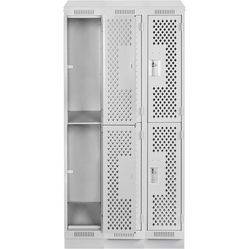 Clean Line Lockers, 2 -tier, Bank of 3, 36" x 12" x 82", Steel, Grey, Rivet (Assembled), Perforated Auto Electric Service Ltd.