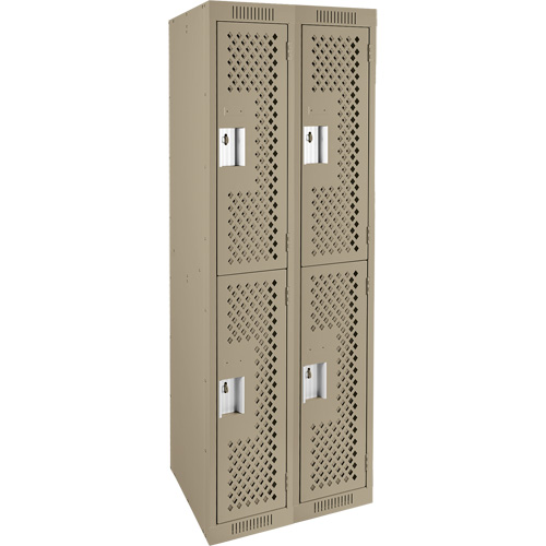Casiers Clean Line, 2 niveaux, Bloc de 2, 24" x 15" x 72", Acier, Beige, Rivet (assembl&eacute;), Perfor&eacute; Auto Electric Service Ltd.