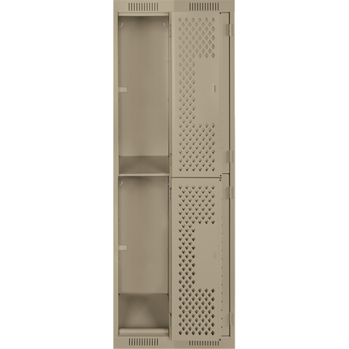 Casiers Clean Line, 2 niveaux, Bloc de 2, 24" x 15" x 72", Acier, Beige, Rivet (assembl&eacute;), Perfor&eacute; Auto Electric Service Ltd.