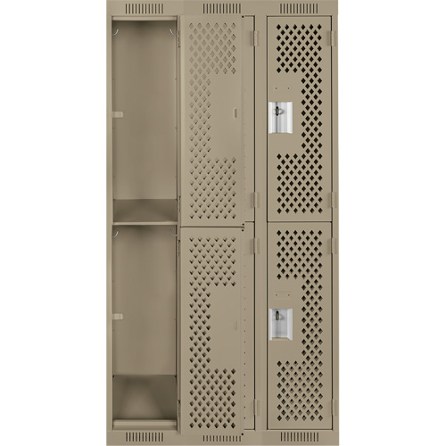 Clean Line Lockers, 2 -tier, Bank of 3, 36" x 15" x 72", Steel, Beige, Rivet (Assembled), Perforated Auto Electric Service Ltd.