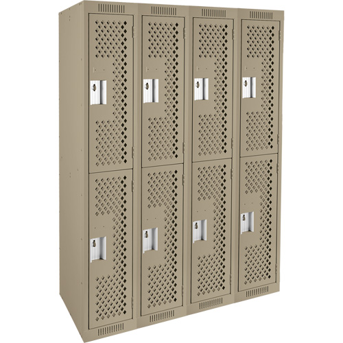 Clean Line Lockers, 2 -tier, Bank of 4, 48" x 15" x 72", Steel, Beige, Rivet (Assembled), Perforated Auto Electric Service Ltd.