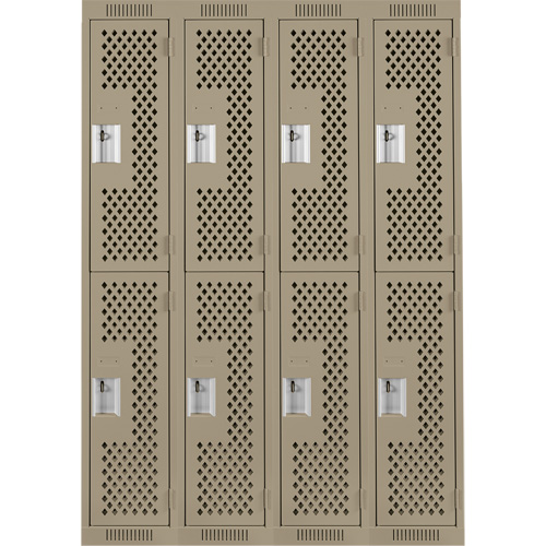 Clean Line Lockers, 2 -tier, Bank of 4, 48" x 15" x 72", Steel, Beige, Rivet (Assembled), Perforated Auto Electric Service Ltd.