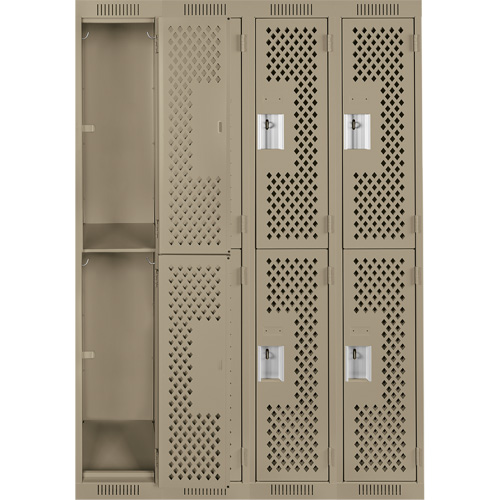 Clean Line Lockers, 2 -tier, Bank of 4, 48" x 15" x 72", Steel, Beige, Rivet (Assembled), Perforated Auto Electric Service Ltd.