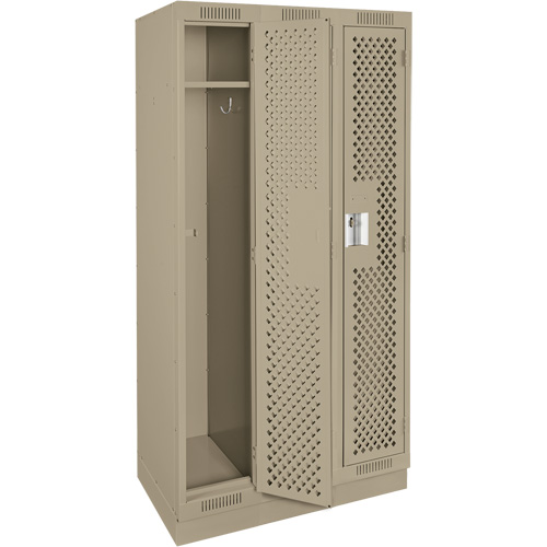 Clean Line Lockers, Bank of 3, 36" x 12" x 76", Steel, Beige, Rivet (Assembled), Perforated Auto Electric Service Ltd.