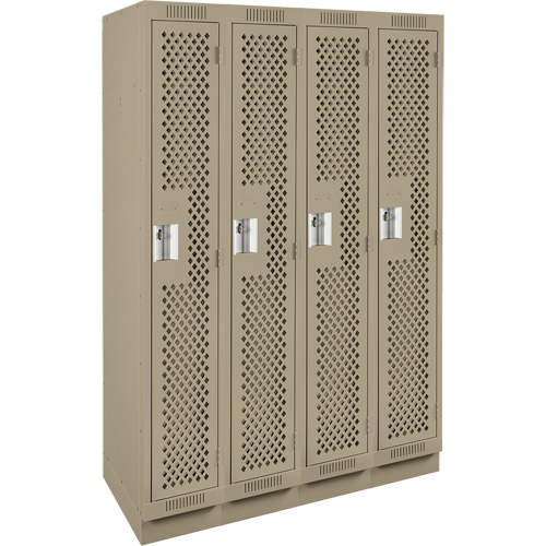 Clean Line Lockers, Bank of 4, 48" x 12" x 76", Steel, Beige, Rivet (Assembled), Perforated Auto Electric Service Ltd.
