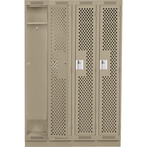 Clean Line Lockers, Bank of 4, 48" x 12" x 76", Steel, Beige, Rivet (Assembled), Perforated Auto Electric Service Ltd.