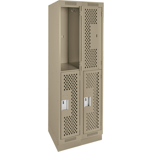 Clean Line Lockers, 2 -tier, Bank of 2, 24" x 12" x 76", Steel, Beige, Rivet (Assembled), Perforated Auto Electric Service Ltd.