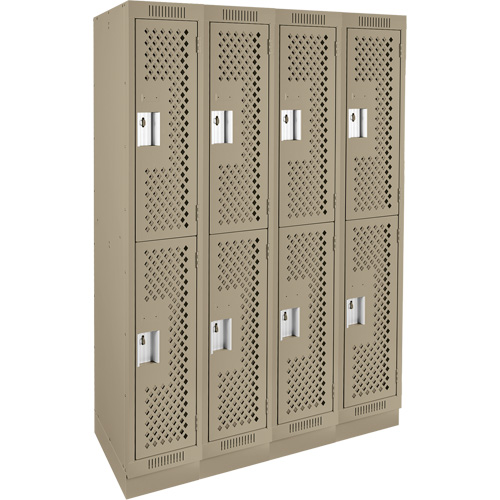 Clean Line Lockers, 2 -tier, Bank of 4, 48" x 12" x 76", Steel, Beige, Rivet (Assembled), Perforated Auto Electric Service Ltd.