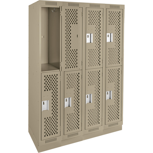 Clean Line Lockers, 2 -tier, Bank of 4, 48" x 12" x 76", Steel, Beige, Rivet (Assembled), Perforated Auto Electric Service Ltd.