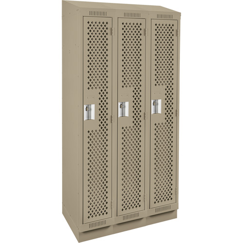 Clean Line Lockers, Bank of 3, 36" x 12" x 82", Steel, Beige, Rivet (Assembled), Perforated Auto Electric Service Ltd.