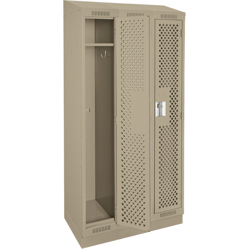Clean Line Lockers, Bank of 3, 36" x 12" x 82", Steel, Beige, Rivet (Assembled), Perforated Auto Electric Service Ltd.