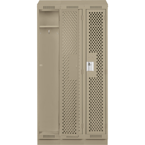Clean Line Lockers, Bank of 3, 36" x 12" x 82", Steel, Beige, Rivet (Assembled), Perforated Auto Electric Service Ltd.
