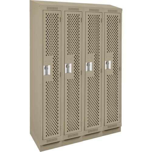 Clean Line Lockers, Bank of 4, 48" x 12" x 82", Steel, Beige, Rivet (Assembled), Perforated Auto Electric Service Ltd.
