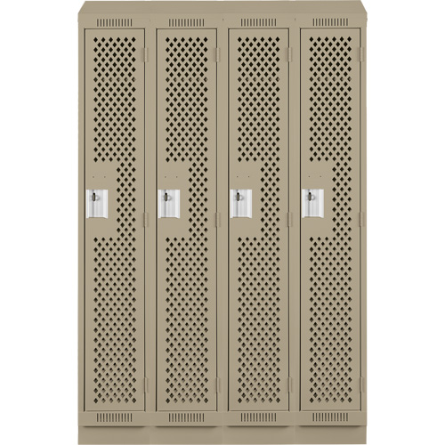 Clean Line Lockers, Bank of 4, 48" x 12" x 82", Steel, Beige, Rivet (Assembled), Perforated Auto Electric Service Ltd.