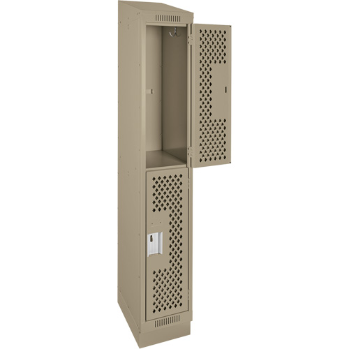 Clean Line Lockers, 2 -tier, 12" x 12" x 82", Steel, Beige, Rivet (Assembled), Perforated Auto Electric Service Ltd.