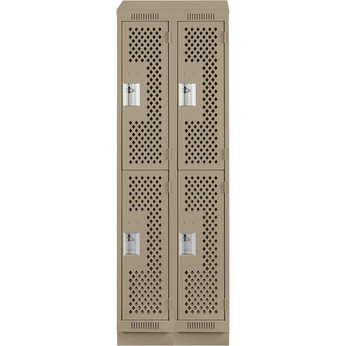 Clean Line Lockers, 2 -tier, Bank of 2, 24" x 12" x 82", Steel, Beige, Rivet (Assembled), Perforated Auto Electric Service Ltd.
