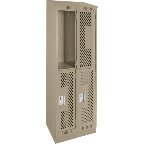Clean Line Lockers, 2 -tier, Bank of 2, 24" x 12" x 82", Steel, Beige, Rivet (Assembled), Perforated Auto Electric Service Ltd.