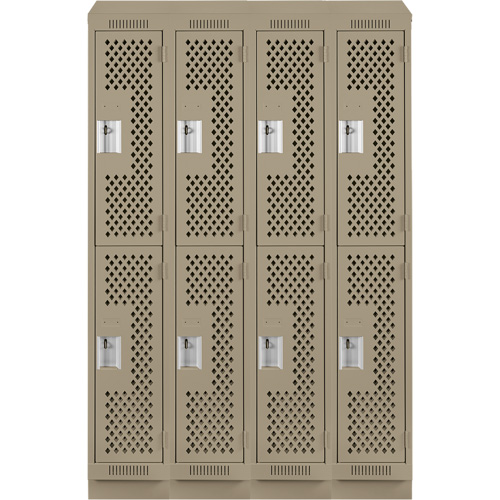 Clean Line Lockers, 2 -tier, Bank of 4, 48" x 15" x 82", Steel, Beige, Rivet (Assembled), Perforated Auto Electric Service Ltd.