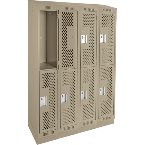 Clean Line Lockers, 2 -tier, Bank of 4, 48" x 15" x 82", Steel, Beige, Rivet (Assembled), Perforated Auto Electric Service Ltd.