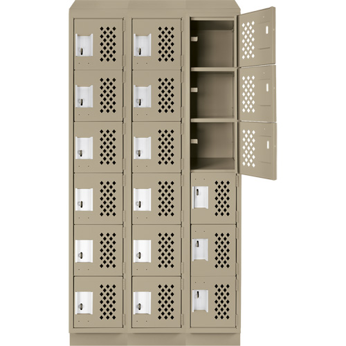 Clean-Line Perforated Lockerette, 6 -tier, Bank of 3, 12" x 72" x 12", Steel Auto Electric Service Ltd.