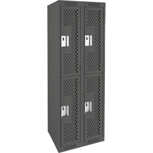 Casiers Clean Line, 2 niveaux, Bloc de 2, 24" x 15" x 72", Acier, Charbon, Rivet (assembl&eacute;), Perfor&eacute; Auto Electric Service Ltd.