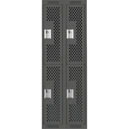 Casiers Clean Line, 2 niveaux, Bloc de 2, 24" x 15" x 72", Acier, Charbon, Rivet (assembl&eacute;), Perfor&eacute; Auto Electric Service Ltd.