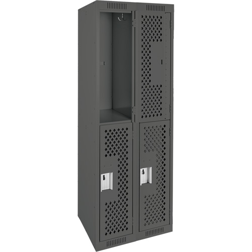 Casiers Clean Line, 2 niveaux, Bloc de 2, 24" x 15" x 72", Acier, Charbon, Rivet (assembl&eacute;), Perfor&eacute; Auto Electric Service Ltd.