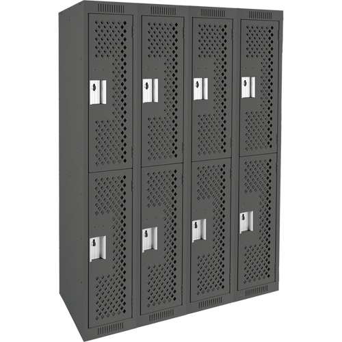 Clean Line Lockers, 2 -tier, Bank of 4, 48" x 15" x 72", Steel, Charcoal, Rivet (Assembled), Perforated Auto Electric Service Ltd.