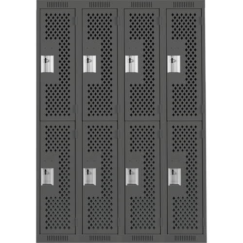 Clean Line Lockers, 2 -tier, Bank of 4, 48" x 15" x 72", Steel, Charcoal, Rivet (Assembled), Perforated Auto Electric Service Ltd.