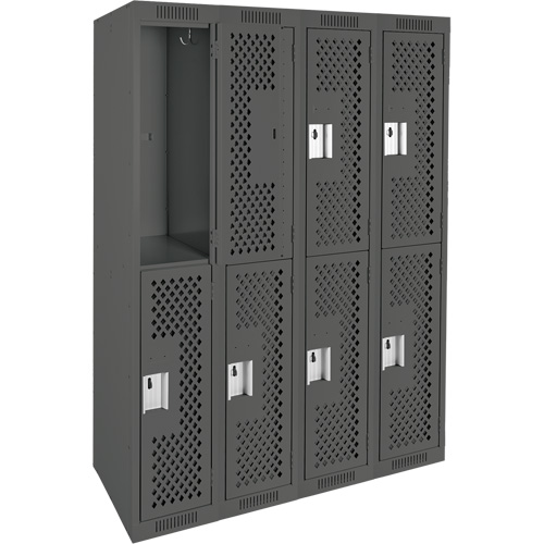 Clean Line Lockers, 2 -tier, Bank of 4, 48" x 15" x 72", Steel, Charcoal, Rivet (Assembled), Perforated Auto Electric Service Ltd.