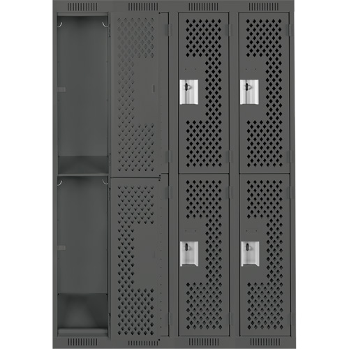 Clean Line Lockers, 2 -tier, Bank of 4, 48" x 15" x 72", Steel, Charcoal, Rivet (Assembled), Perforated Auto Electric Service Ltd.