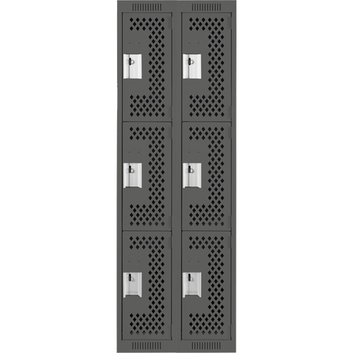 Clean Line Lockers, 3 -tier, Bank of 2, 24" x 12" x 72", Steel, Charcoal, Rivet (Assembled), Perforated Auto Electric Service Ltd.