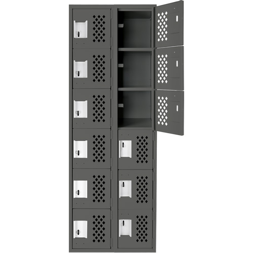 Assembled Lockerettes Clean Line Perforated Economy Lockers, 6 -tier, Bank of 2, 18" x 72" x 12", Steel Auto Electric Service Ltd.