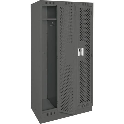Clean Line Lockers, Bank of 3, 36" x 12" x 76", Steel, Charcoal, Rivet (Assembled), Perforated Auto Electric Service Ltd.