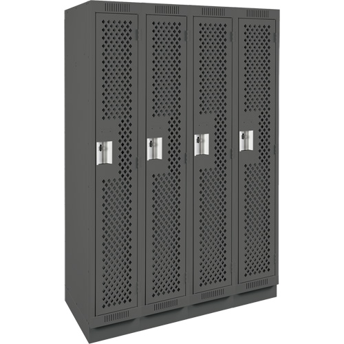Clean Line Lockers, Bank of 4, 48" x 12" x 76", Steel, Charcoal, Rivet (Assembled), Perforated Auto Electric Service Ltd.