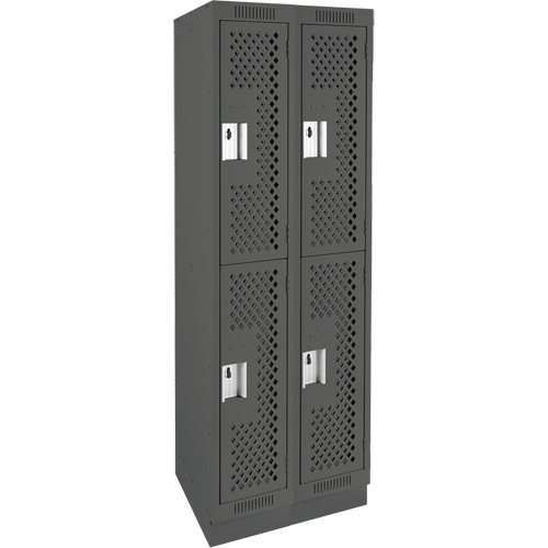 Clean Line Lockers, 2 -tier, Bank of 2, 24" x 12" x 76", Steel, Charcoal, Rivet (Assembled), Perforated Auto Electric Service Ltd.