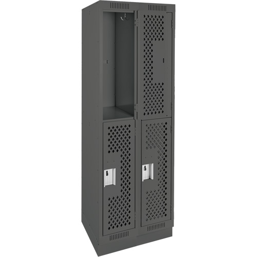 Clean Line Lockers, 2 -tier, Bank of 2, 24" x 12" x 76", Steel, Charcoal, Rivet (Assembled), Perforated Auto Electric Service Ltd.